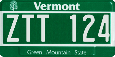 VT license plate ZTT124