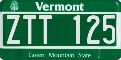 VT license plate ZTT125