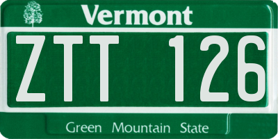 VT license plate ZTT126