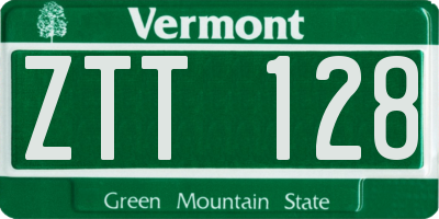 VT license plate ZTT128