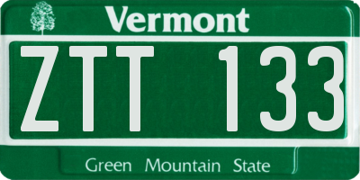 VT license plate ZTT133