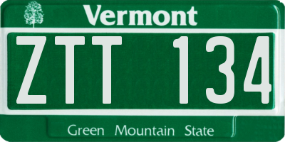 VT license plate ZTT134