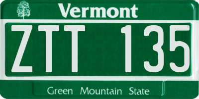 VT license plate ZTT135