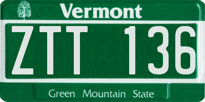 VT license plate ZTT136