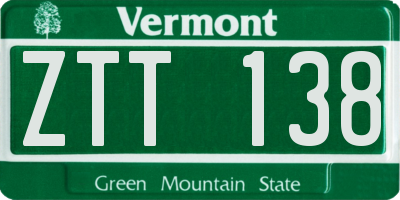 VT license plate ZTT138