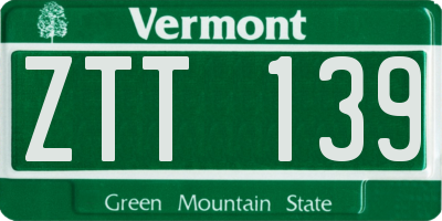VT license plate ZTT139