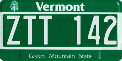 VT license plate ZTT142