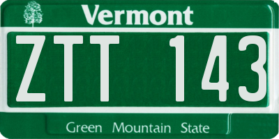 VT license plate ZTT143