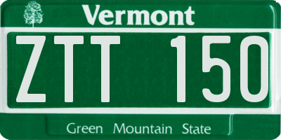 VT license plate ZTT150