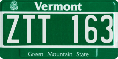 VT license plate ZTT163