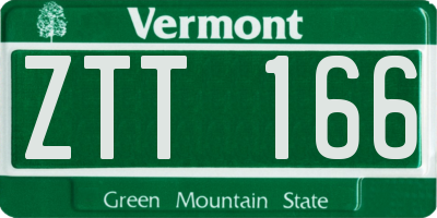 VT license plate ZTT166