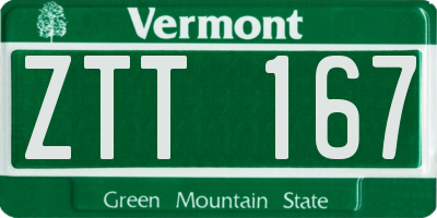 VT license plate ZTT167