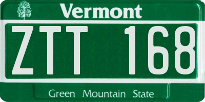 VT license plate ZTT168