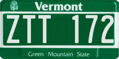 VT license plate ZTT172