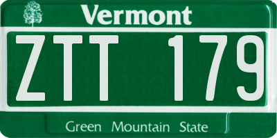 VT license plate ZTT179