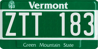 VT license plate ZTT183