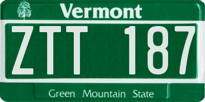 VT license plate ZTT187