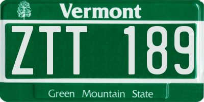VT license plate ZTT189