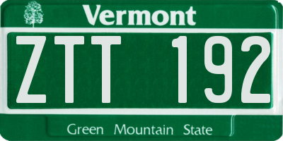 VT license plate ZTT192