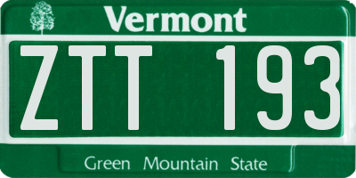 VT license plate ZTT193