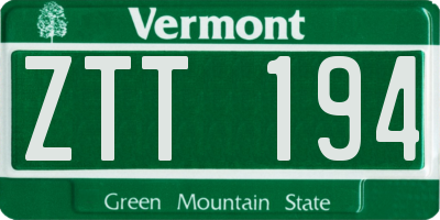 VT license plate ZTT194