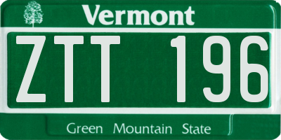 VT license plate ZTT196