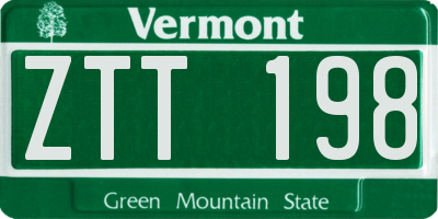VT license plate ZTT198