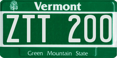 VT license plate ZTT200