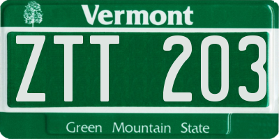 VT license plate ZTT203