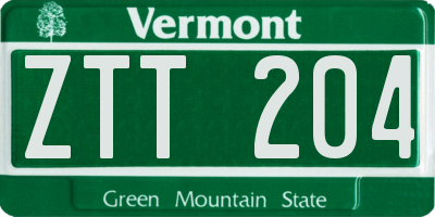 VT license plate ZTT204