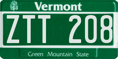 VT license plate ZTT208