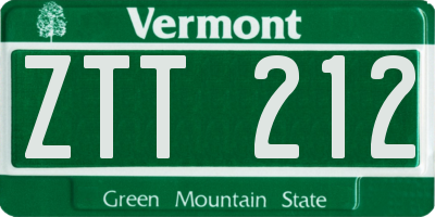 VT license plate ZTT212