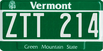 VT license plate ZTT214