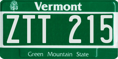 VT license plate ZTT215
