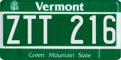 VT license plate ZTT216