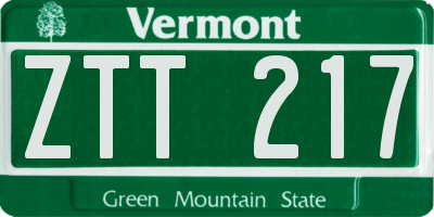 VT license plate ZTT217