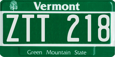 VT license plate ZTT218