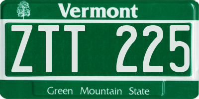 VT license plate ZTT225