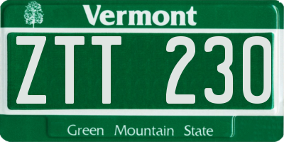 VT license plate ZTT230