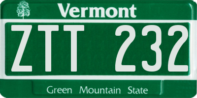 VT license plate ZTT232