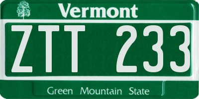 VT license plate ZTT233