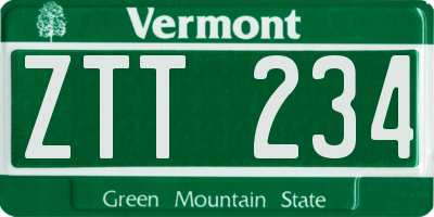 VT license plate ZTT234