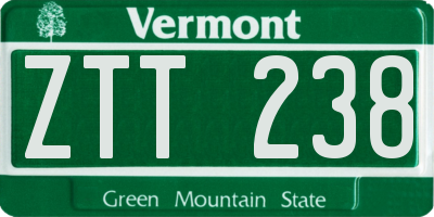 VT license plate ZTT238