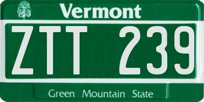 VT license plate ZTT239