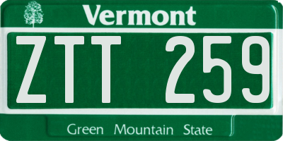 VT license plate ZTT259