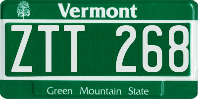 VT license plate ZTT268