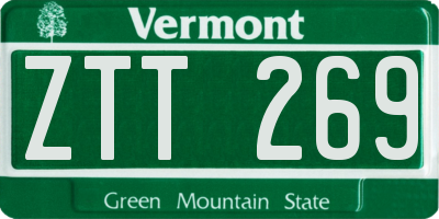 VT license plate ZTT269