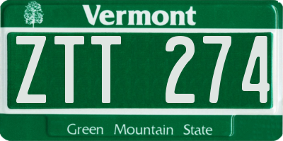VT license plate ZTT274