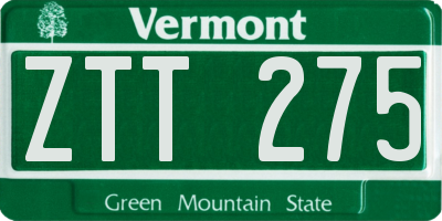 VT license plate ZTT275