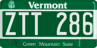 VT license plate ZTT286